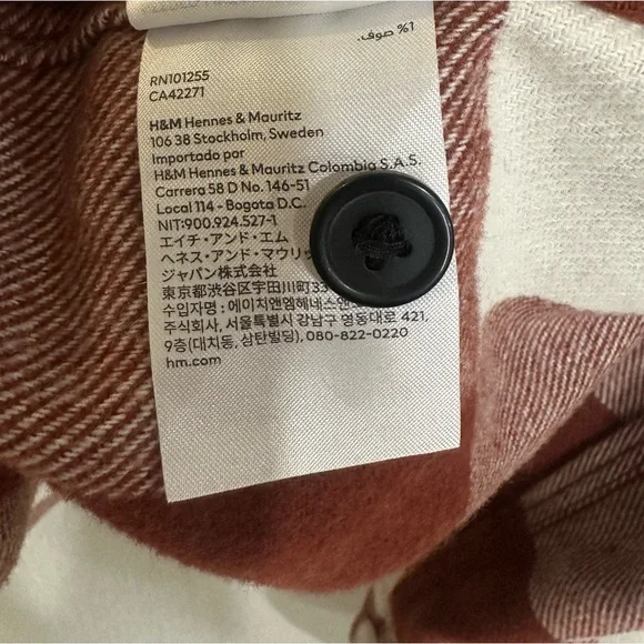H&M Men’s Rust Burgundy Plaid Flannel Shacket Shirt Jacket Size M - Picture 11 of 12